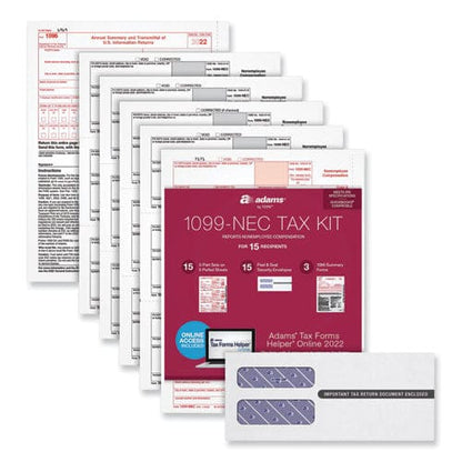 Adams 5-part 1099-nec Online Tax Kit Fiscal Year: 2022 Five-part Carbonless 8.5 X 3.66 3 Forms/sheet 15 Forms Total - Office - Adams®