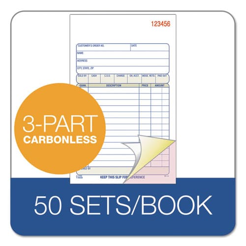 Adams Sales/order Book Three-part Carbonless 4.19 X 6.69 50 Forms Total - Office - Adams®