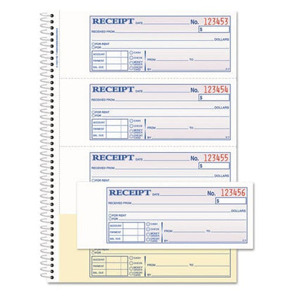 Adams Tops Money/rent Receipt Book Two-part Carbon 7 X 2.75 4 Forms/sheet 200 Forms Total - Office - Adams®