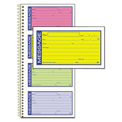 Adams Wirebound Telephone Book With Multicolored Messages Two-part Carbonless 4.75 X 2.75 4 Forms/sheet 200 Forms Total - Office - Adams®