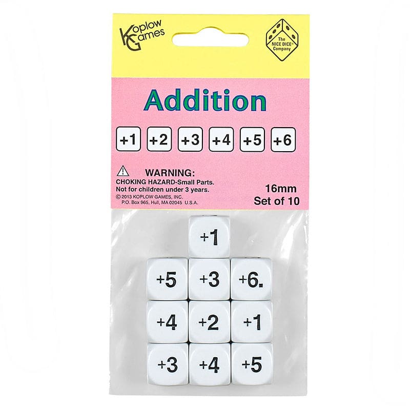 Addition Dice Set Of 10 (Pack of 6) - Dice - Koplow Games Inc.