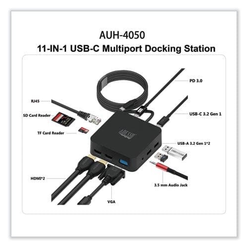 Adesso 11-in-1 Usb-c Multi-port Taa Compliant Docking Station Black - Technology - Adesso