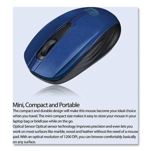 Adesso Imouse S50 Wireless Mini Mouse 2.4 Ghz Frequency/33 Ft Wireless Range Left/right Hand Use Blue - Technology - Adesso