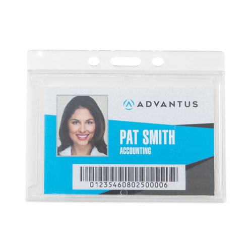 Advantus Frosted One-card Rigid Badge Holders Horizontal Frosted 3.68 X 2.75 Holder 3.38 X 2.13 Insert 25/box - Office - Advantus