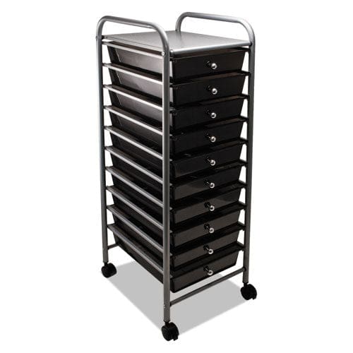 Advantus Portable Drawer Organizer Metal 1 Shelf 10 Drawers 13 X 15.38 X 37.75 Matte Gray/smoke - Furniture - Advantus