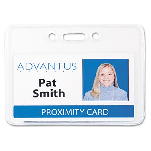 Advantus Proximity Id Badge Holders Horizontal Clear 3.75 X 3 Holder 3.5 X 2.25 Insert 50/pack - Office - Advantus