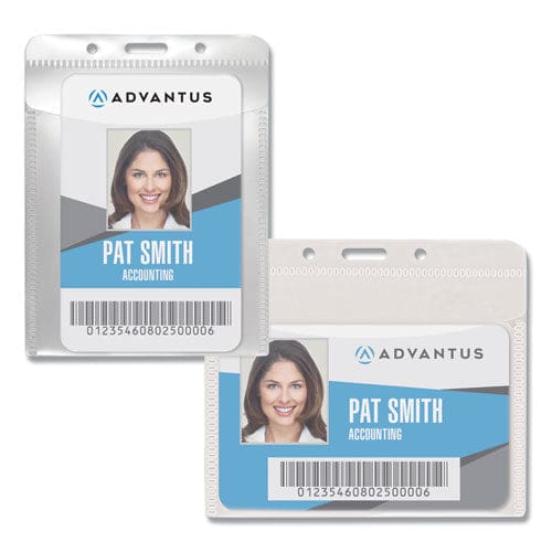 Advantus Pvc-free Badge Holders Horizontal Clear 4.5 X 4 Holder 4.13 X 3.13 Insert 50/pack - Office - Advantus