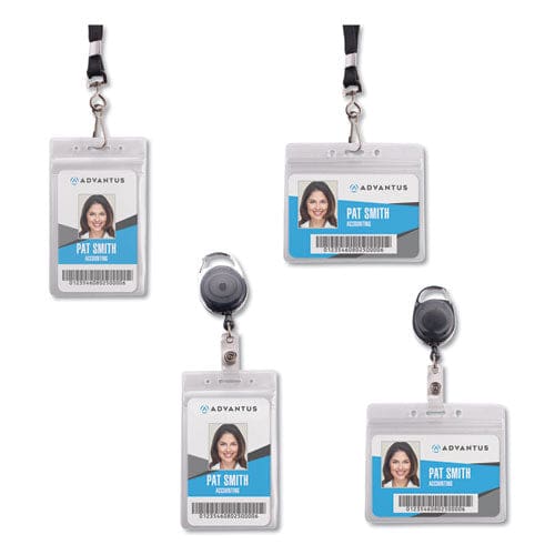 Advantus Resealable Id Badge Holders Vertical Frosted 3.68 X 5 Holder 2.62 X 3.75 Insert 50/pack - Office - Advantus