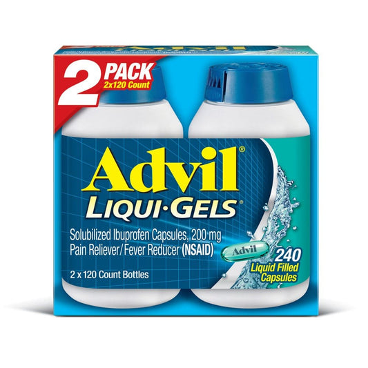 Advil Liqui-Gels Pain Reliever/Fever Reducer Liquid-Filled Capsule 200mg Ibuprofen (120 ct. 2 pk.) - HSA & FSA - Medicine Cabinet - Advil