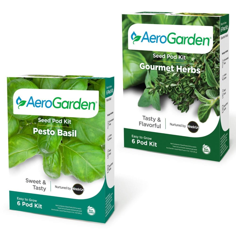 AeroGarden Gourmet Herbs and Basil Seed Pod Kit 12-Pod Dual Kit - Lawn Care - AeroGarden