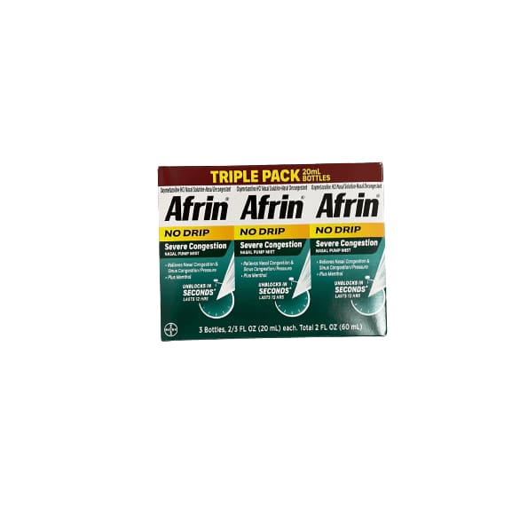 Afrin Afrin No Drip Sever Congestion Nasal Spray, 3 x 20 ml.