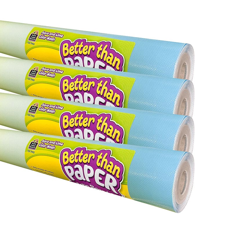 Agua & Lime Color Wash 4/Ct Bb Roll Better Than Paper - Bulletin Board & Kraft Rolls - Teacher Created Resources