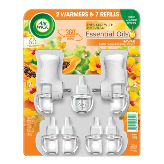 Air Wick Scented Oil Air Freshener Kit Hawaii (2 Warmers + 7 Refills) - New Grocery & Household - Air Wick