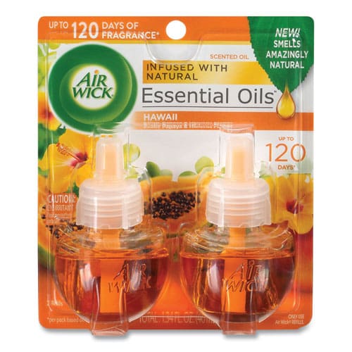 Air Wick Scented Oil Twin Refill Hawai’i Exotic Papaya/hibiscus Flower 0.67 Oz 6/carton - Janitorial & Sanitation - Air Wick®
