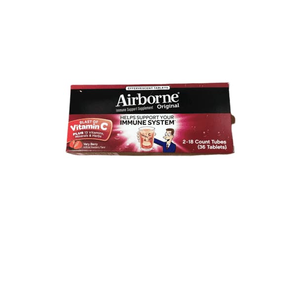 Airborne Very Berry Effervescent Tablets, Very Berry, 36 Count - ShelHealth.Com