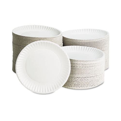 AJM Packaging Corporation White Paper Plates 9 Dia 100/pack 10 Packs/carton - Food Service - AJM Packaging Corporation