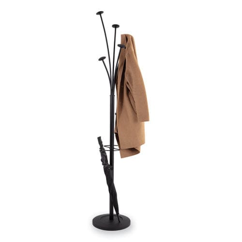 Alba Festival Coat Stand With Umbrella Holder Five Knobs 14w X 14d X 73.67h Black - Furniture - Alba™