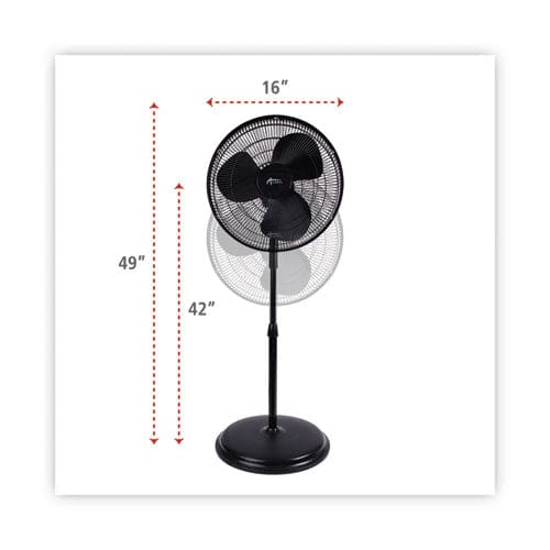 Alera 16 3-speed Oscillating Pedestal Stand Fan Metal Plastic Black - Janitorial & Sanitation - Alera®