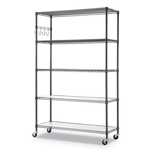 Alera 5-shelf Wire Shelving Kit With Casters And Shelf Liners 48w X 18d X 72h Silver - Office - Alera®