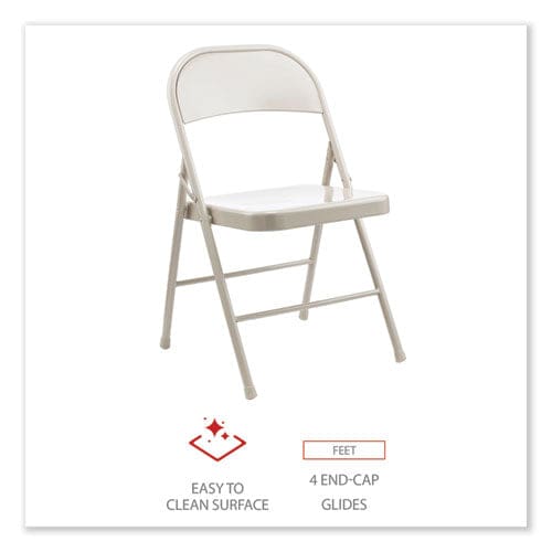 Alera Armless Steel Folding Chair Supports Up To 275 Lb Taupe Seat Taupe Back Taupe Base 4/carton - Furniture - Alera®