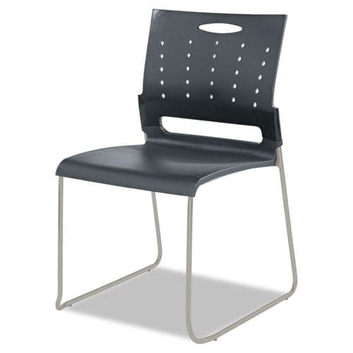 Alera Alera Continental Series Plastic Perforated Back Stack Chair Supports 275 Lb Charcoal Gray Seat/back Gunmetal Base 4/ct - Furniture -