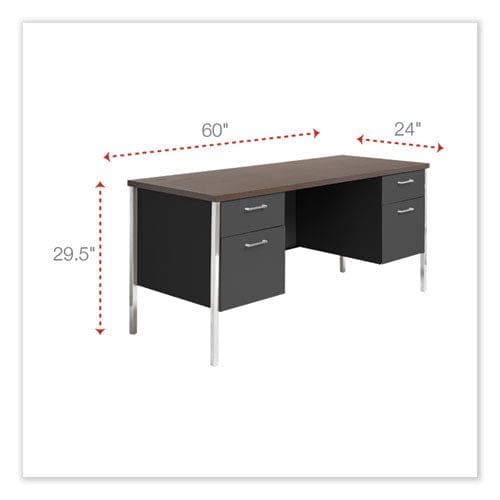 Alera Double Pedestal Steel Credenza 60w X 24d X 29.5h Mocha/black - Furniture - Alera®