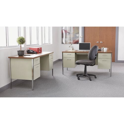 Alera Double Pedestal Steel Desk 60 X 30 X 29.5 Cherry/putty - Office - Alera®