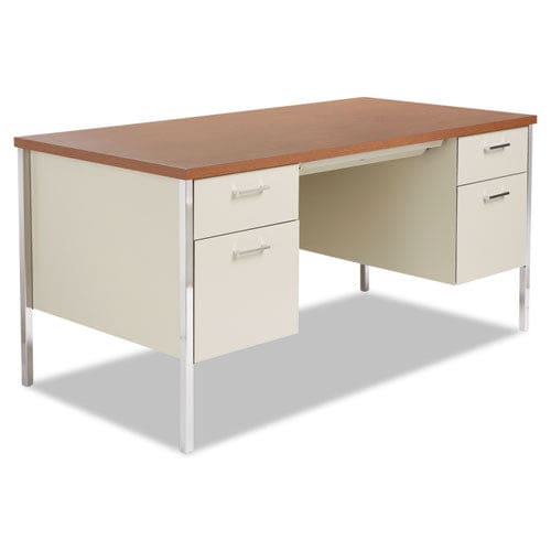 Alera Double Pedestal Steel Desk 60 X 30 X 29.5 Cherry/putty - Office - Alera®