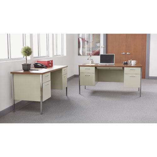 Alera Double Pedestal Steel Desk 60 X 30 X 29.5 Mocha/black - Office - Alera®