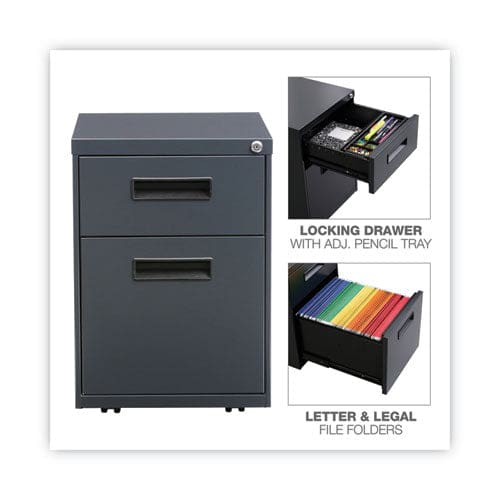 Alera File Pedestal Left Or Right 2-drawers: Box/file Legal/letter Charcoal 14.96 X 19.29 X 21.65 - Furniture - Alera®