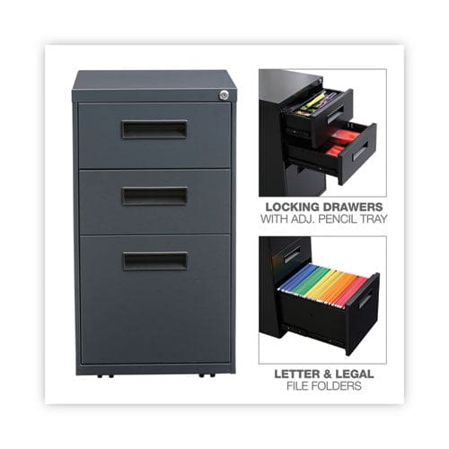 Alera File Pedestal Left Or Right 3-drawers: Box/box/file Legal/letter Charcoal 14.96 X 19.29 X 27.75 - Furniture - Alera®