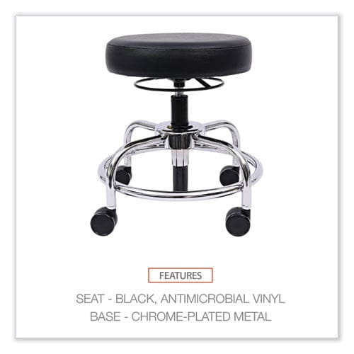 Alera Alera Hl Series Height-adjustable Utility Stool Backless Supports Up To 300 Lb 24 Seat Height Black Seat Chrome Base - Office - Alera®