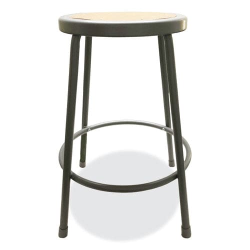 Alera Industrial Metal Shop Stool Backless Supports Up To 300 Lb 24 Seat Height Brown Seat Gray Base - Office - Alera®