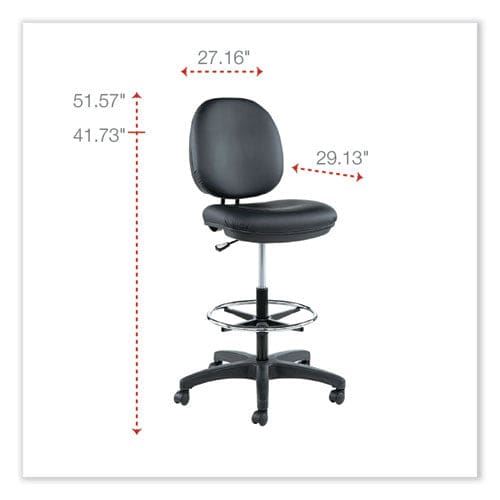 Alera Alera Interval Series Swivel Task Stool Supports Up To 275 Lb 23.93 To 34.53 Seat Height Black Faux Leather - Office - Alera®