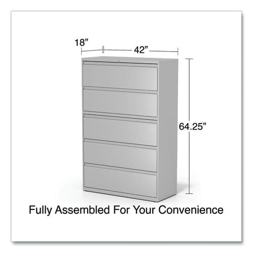 Alera Lateral File 5 Legal/letter/a4/a5-size File Drawers 1 Roll-out Posting Shelf Light Gray 42 X 18.63 X 67.63 - Furniture - Alera®