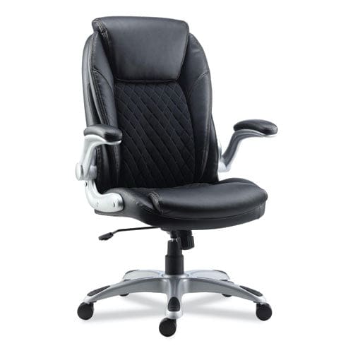 Alera Alera Leithen Bonded Leather Midback Chair Supports Up To 275 Lb Black Seat/back Silver Base - Furniture - Alera®