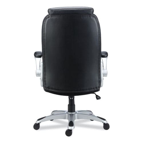 Alera Alera Leithen Bonded Leather Midback Chair Supports Up To 275 Lb Black Seat/back Silver Base - Furniture - Alera®