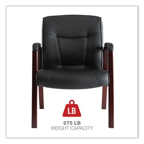 Alera Alera Madaris Series Bonded Leather Guest Chair With Wood Trim Legs 25.39 X 25.98 X 35.62 Black Seat/back Mahogany Base - Furniture -