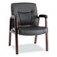Alera Alera Madaris Series Bonded Leather Guest Chair With Wood Trim Legs 25.39 X 25.98 X 35.62 Black Seat/back Mahogany Base - Furniture -