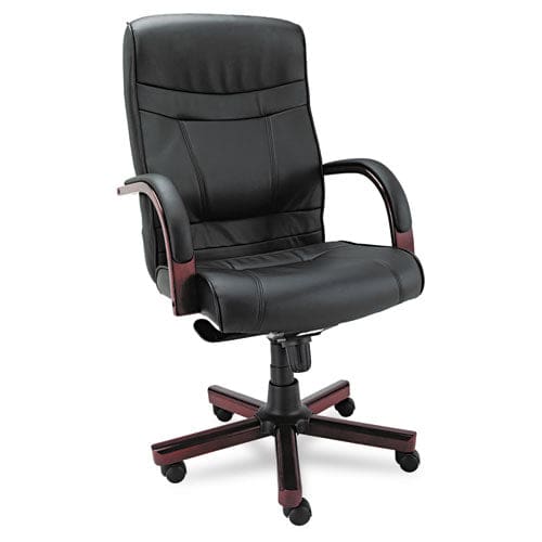 Alera Alera Madaris Series High-back Knee Tilt Bonded Leather Chair,wood Trim Supports Up To 275 Lb Black Seat/back,mahogany Base -