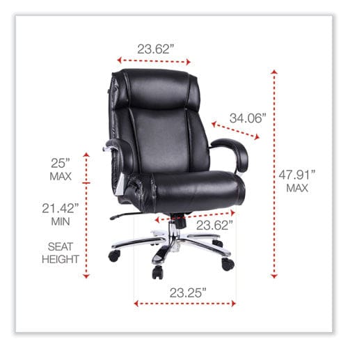 Alera Alera Maxxis Series Big/tall Bonded Leather Chair Supports 500 Lb 21.42 To 25 Seat Height Black Seat/back Chrome Base - Furniture -