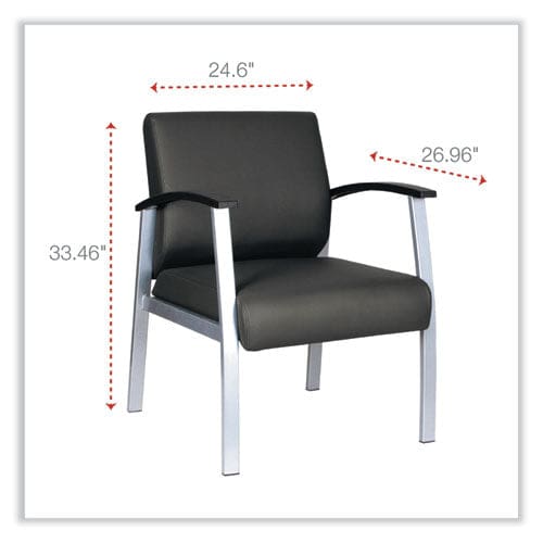 Alera Alera Metalounge Series Mid-back Guest Chair 24.6 X 26.96 X 33.46 Black Seat Black Back Silver Base - Furniture - Alera®