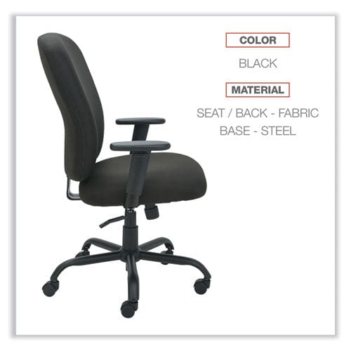 Alera Alera Mota Series Big And Tall Chair Supports Up To 450 Lb 19.68 To 23.22 Seat Height Black - Furniture - Alera®