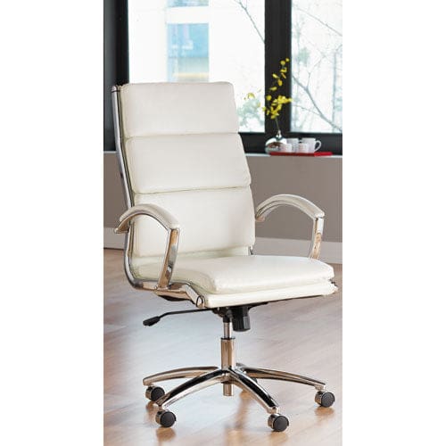 Alera Alera Neratoli High-back Slim Profile Chair Faux Leather 275 Lb Cap 17.32 To 21.25 Seat Height White Seat/back Chrome - Furniture -