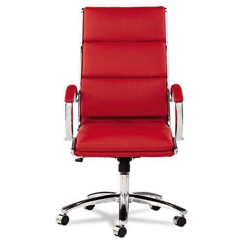 Alera Alera Neratoli High-back Slim Profile Chair Faux Leather Up To 275 Lb 17.32 To 21.25 Seat Height Red Seat/back Chrome - Furniture -