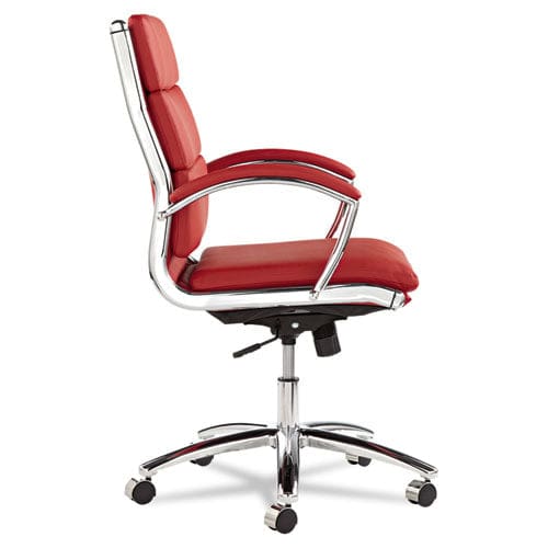 Alera Alera Neratoli Mid-back Slim Profile Chair Faux Leather Supports Up To 275 Lb Red Seat/back Chrome Base - Furniture - Alera®