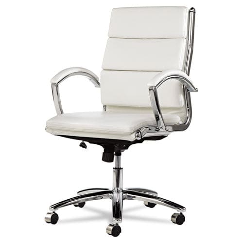 Alera Alera Neratoli Mid-back Slim Profile Chair Faux Leather Up To 275 Lb 18.3 To 21.85 Seat Height White Seat/back Chrome - Furniture -