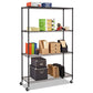 Alera Nsf Certified 4-shelf Wire Shelving Kit With Casters 48w X 18d X 72h Black - Office - Alera®