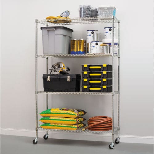 Alera Nsf Certified 4-shelf Wire Shelving Kit With Casters 48w X 18d X 72h Silver - Office - Alera®