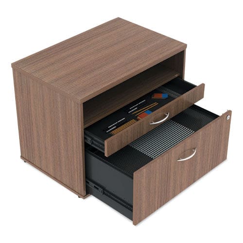 Alera Alera Open Office Desk Series Low File Cabinet Credenza 2-drawer: Pencil/file Legal/letter 1 Shelf,walnut,29.5x19.13x22.88 - Furniture